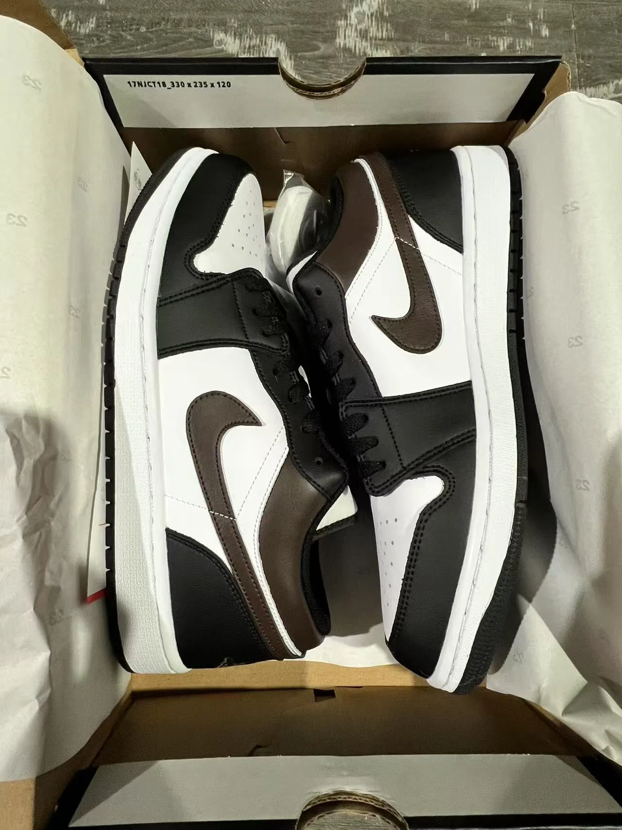 Nike Air Jordan 1 Low White Black Brown Lifestyle Sneakers 9