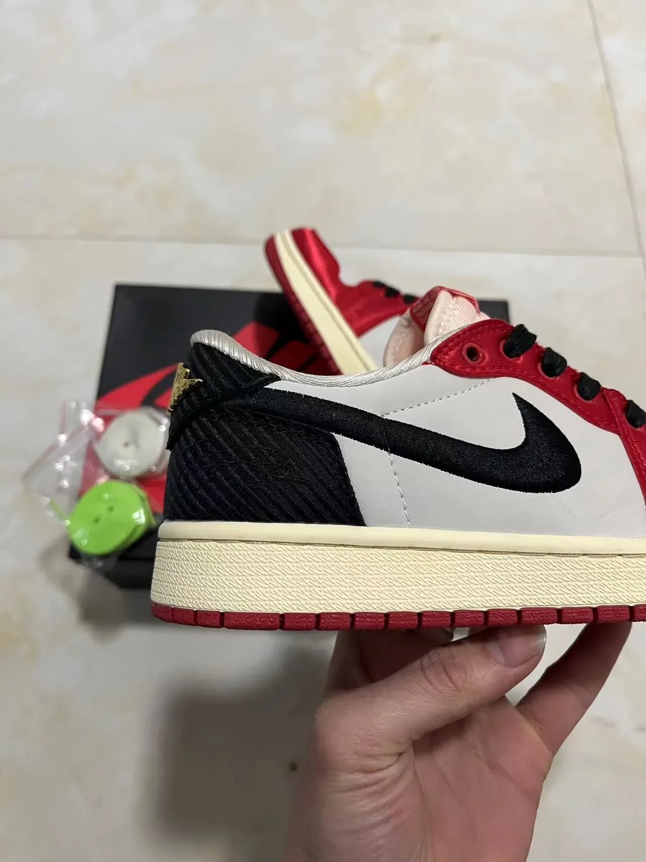 Nike Air Jordan 1 Red White Black Satin Lifestyle Sneakers 7