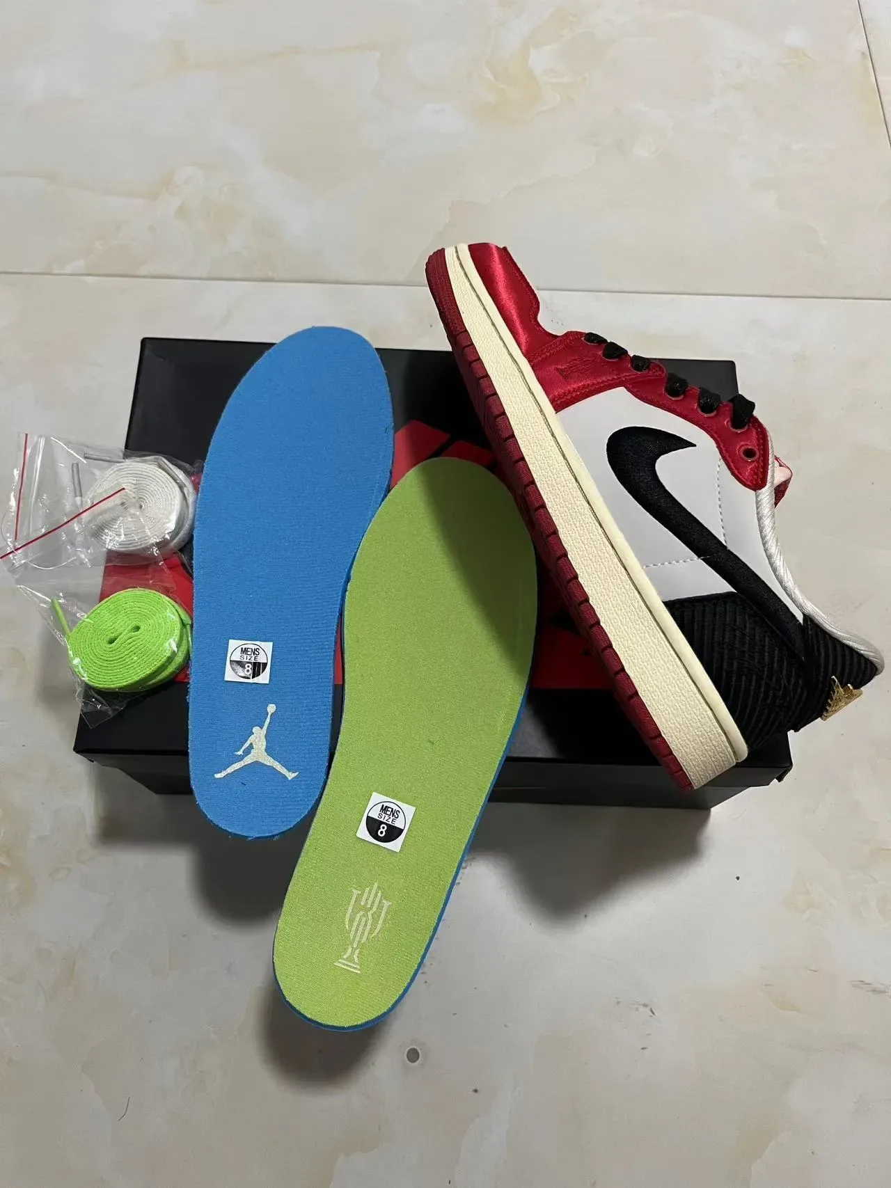 Nike Air Jordan 1 Red White Black Satin Lifestyle Sneakers 9