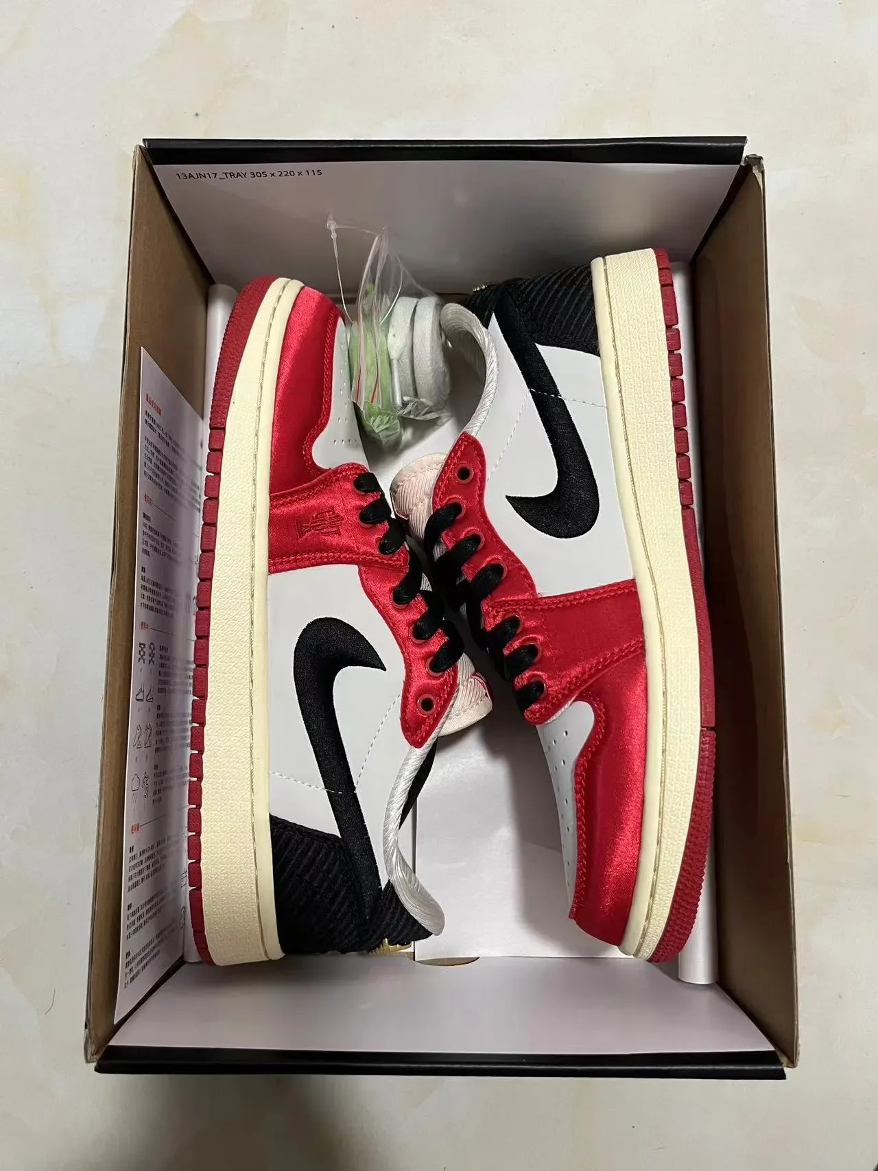 Nike Air Jordan 1 Red White Black Satin Lifestyle Sneakers 10