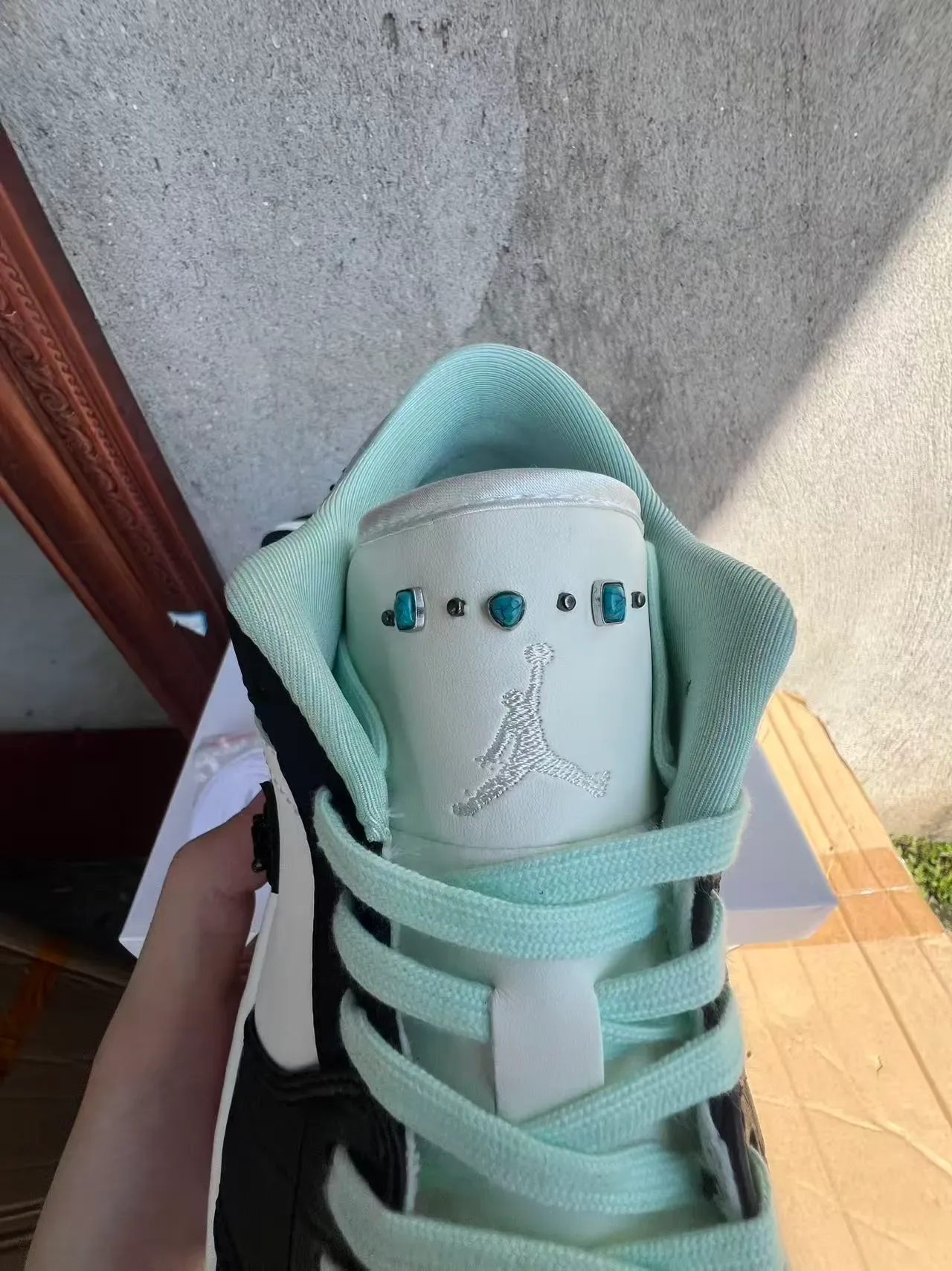 Nike Air Jordan 1 White Gray Black Mint Green Lifestyle Sneakers 4
