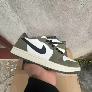 Nike Air Jordan 1 সাদা অলিভ গ্রিন কালো লাইফস্টাইল স্নিকার্স