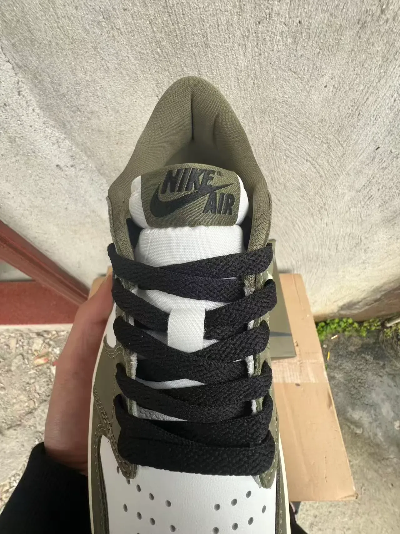 Nike Air Jordan 1 White Olive Green Black Lifestyle Sneakers 4