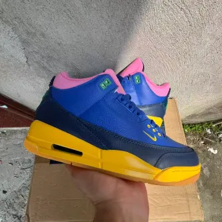 Nike Air Jordan 3 Royal Blue Navy Pink Yellow Basketball Shoes