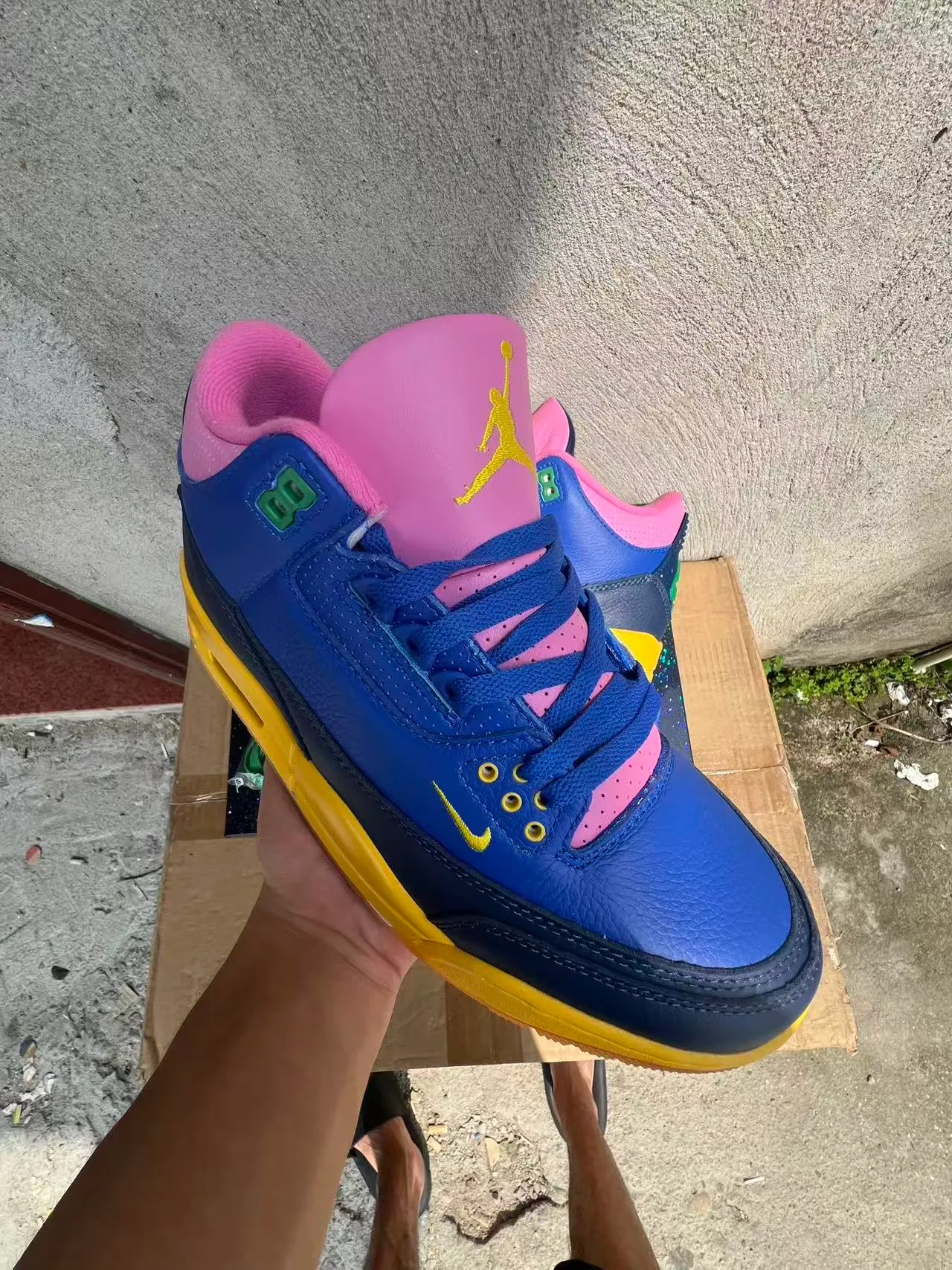 Nike Air Jordan 3 Royal Blue Navy Pink Yellow Basketball Shoes 2