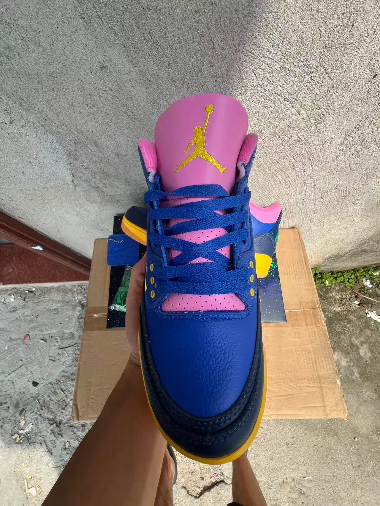 Nike Air Jordan 3 Royal Blue Navy Pink Yellow Basketball Shoes 3