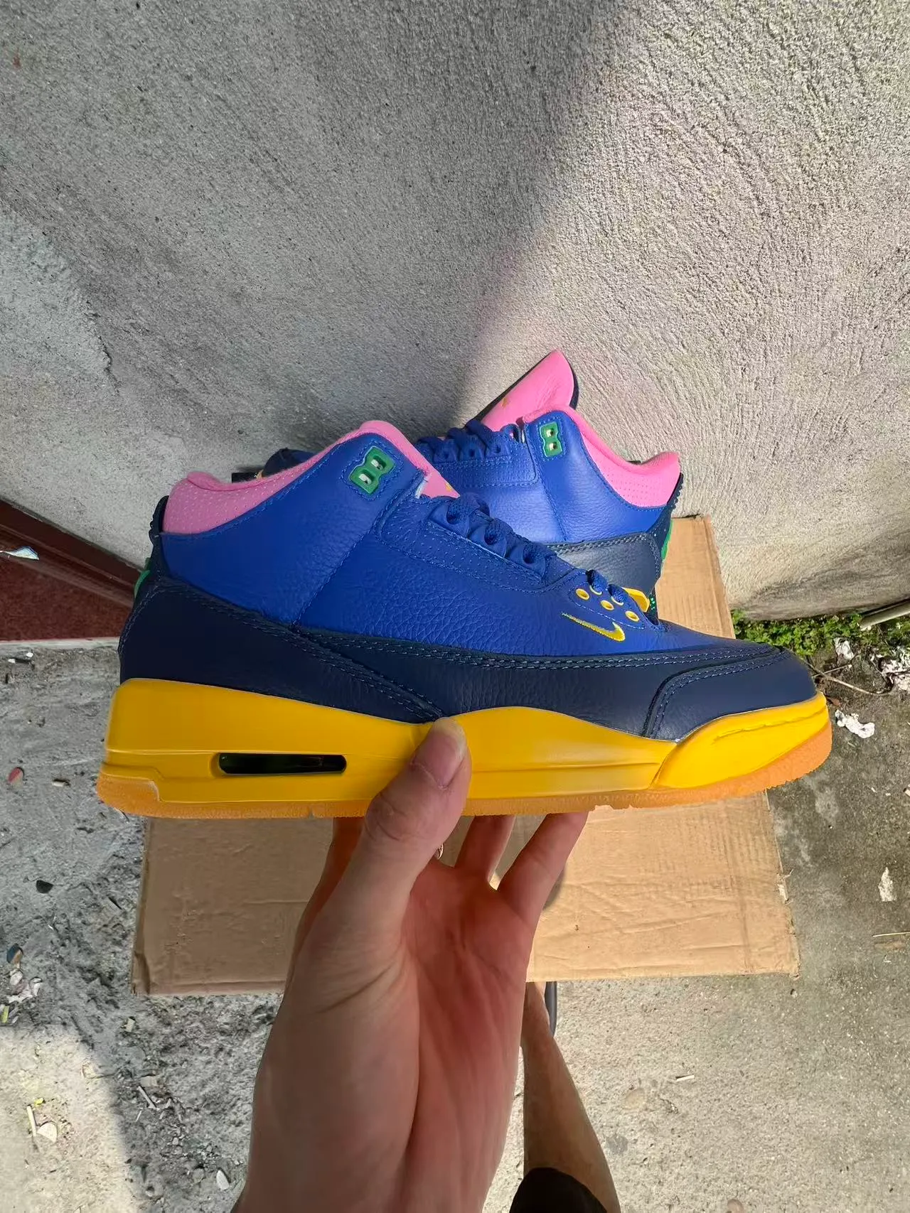 Nike Air Jordan 3 Royal Blue Navy Pink Yellow Basketball Shoes 7