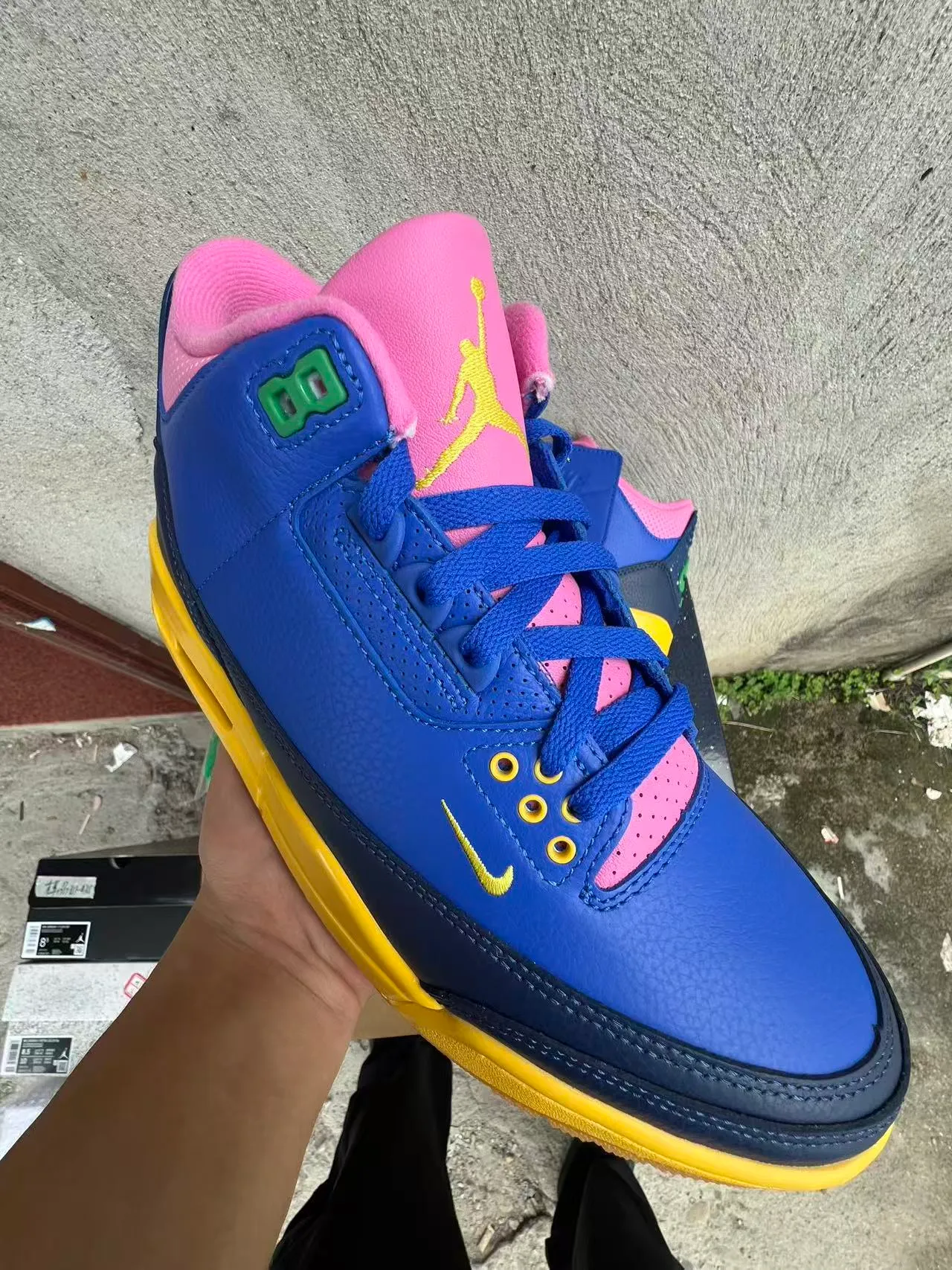 Nike Air Jordan 3 Royal Blue Navy Yellow Pink Basketball Shoes 2