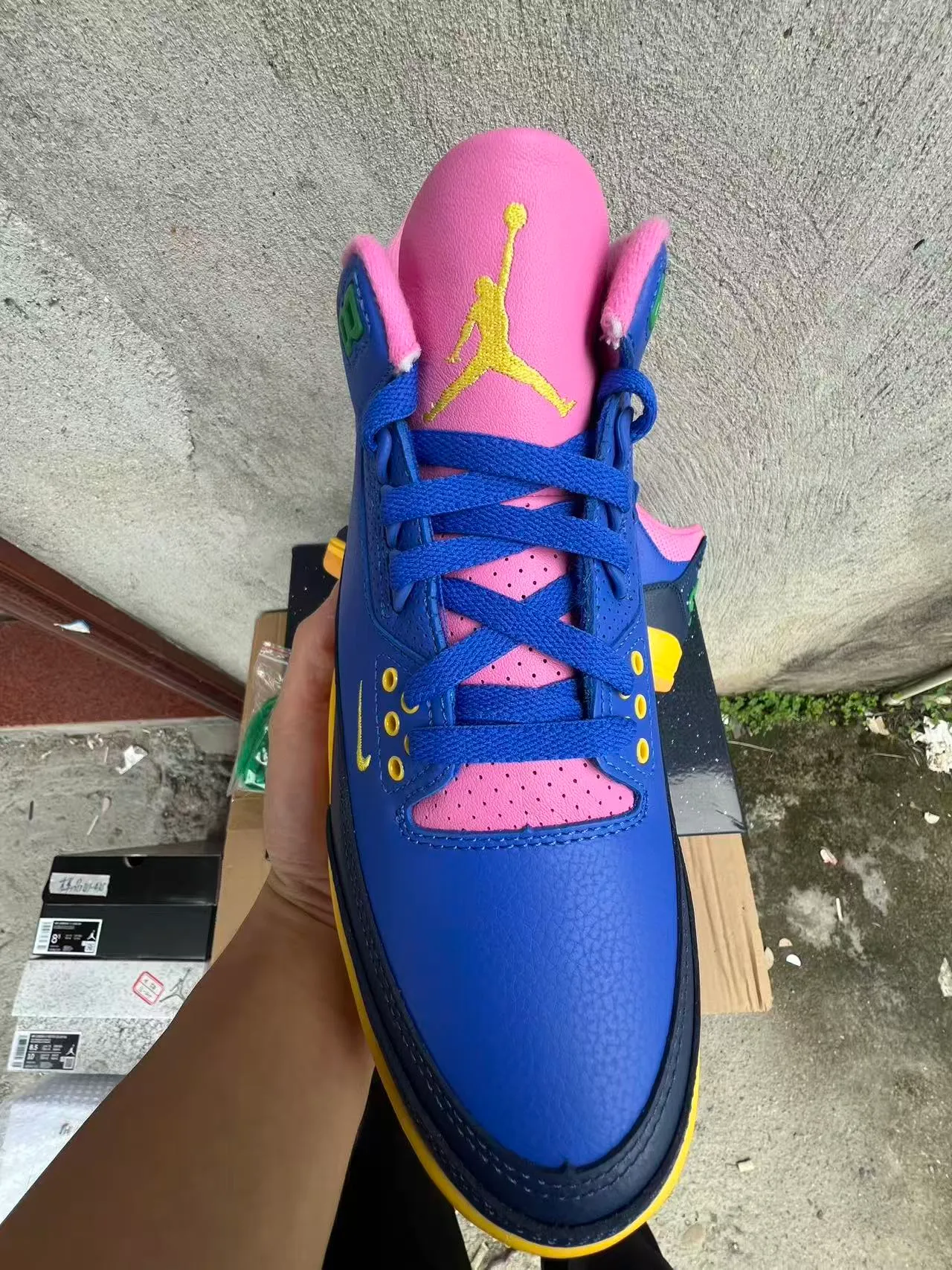 Nike Air Jordan 3 Royal Blue Navy Yellow Pink Basketball Shoes 3