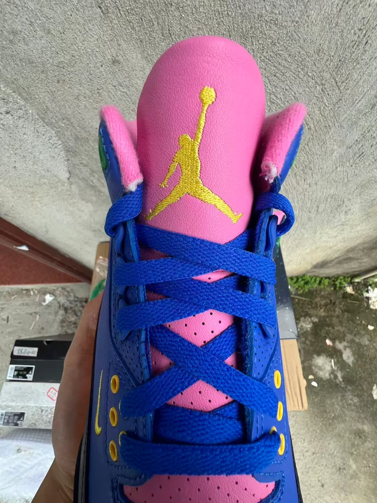 Nike Air Jordan 3 Royal Blue Navy Yellow Pink Basketball Shoes 4