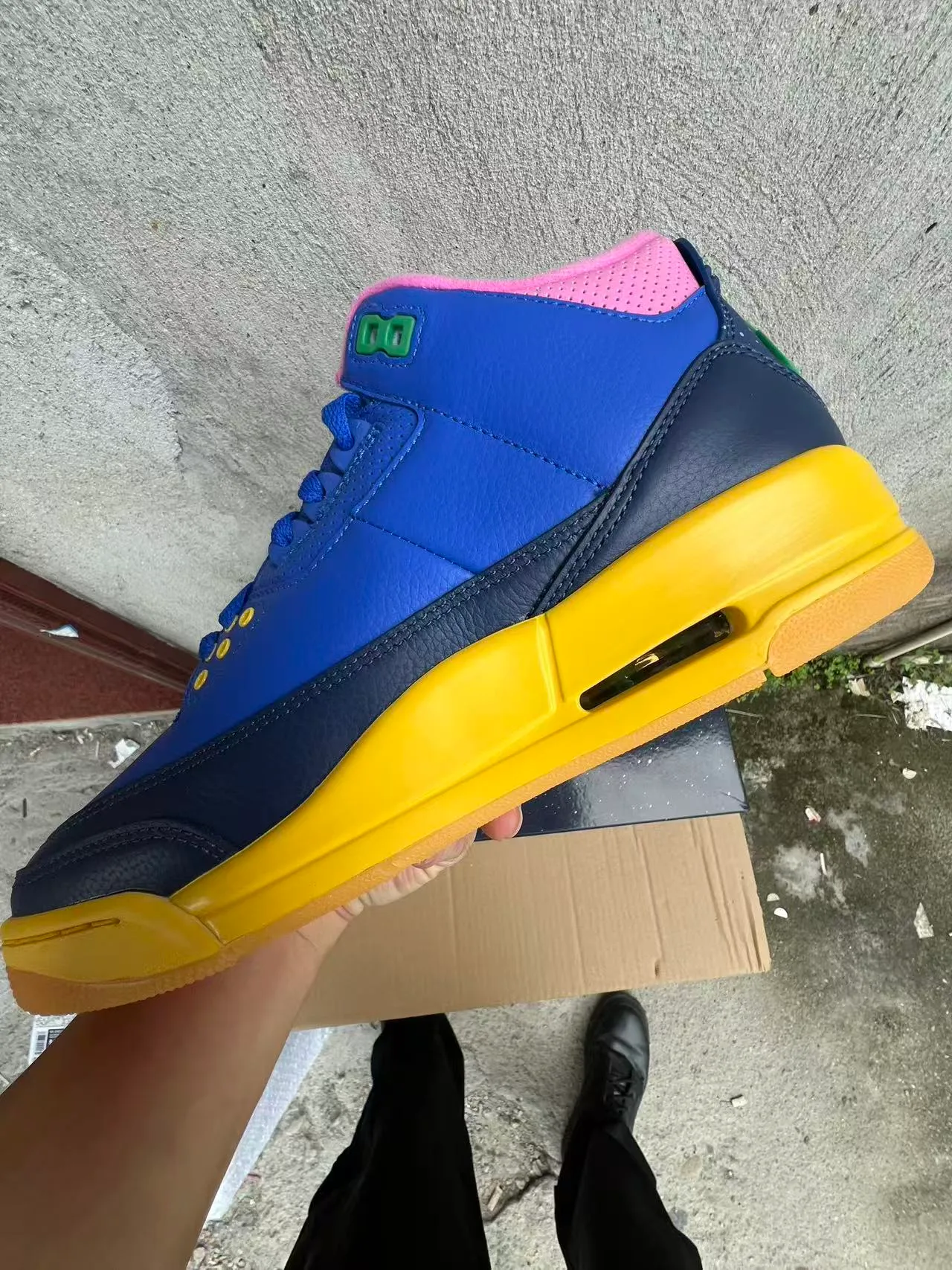 Nike Air Jordan 3 Royal Blue Navy Yellow Pink Basketball Shoes 5