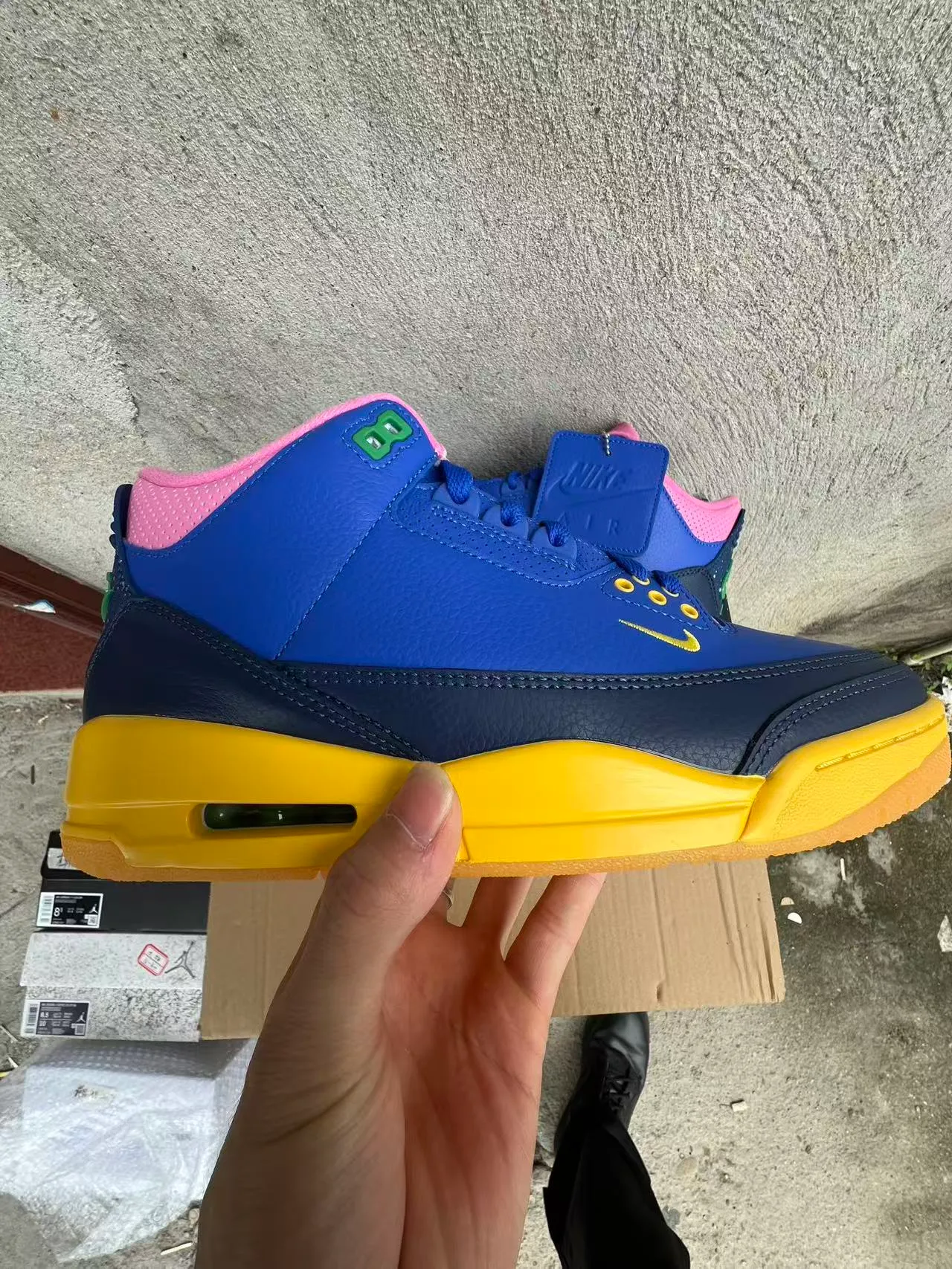 Nike Air Jordan 3 Royal Blue Navy Yellow Pink Basketball Shoes 7