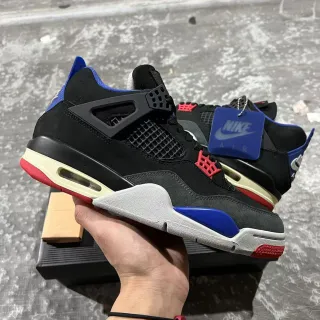 Nike Air Jordan 4 Negro Azul Real Rojo Zapatos de Baloncesto