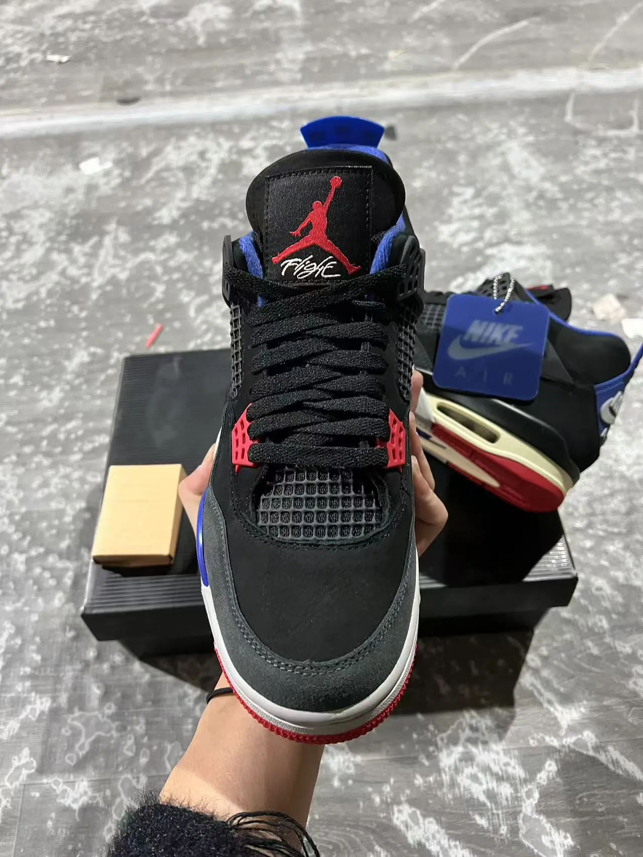 Nike Air Jordan 4 Black Royal Blue Red Basketball Shoes 3