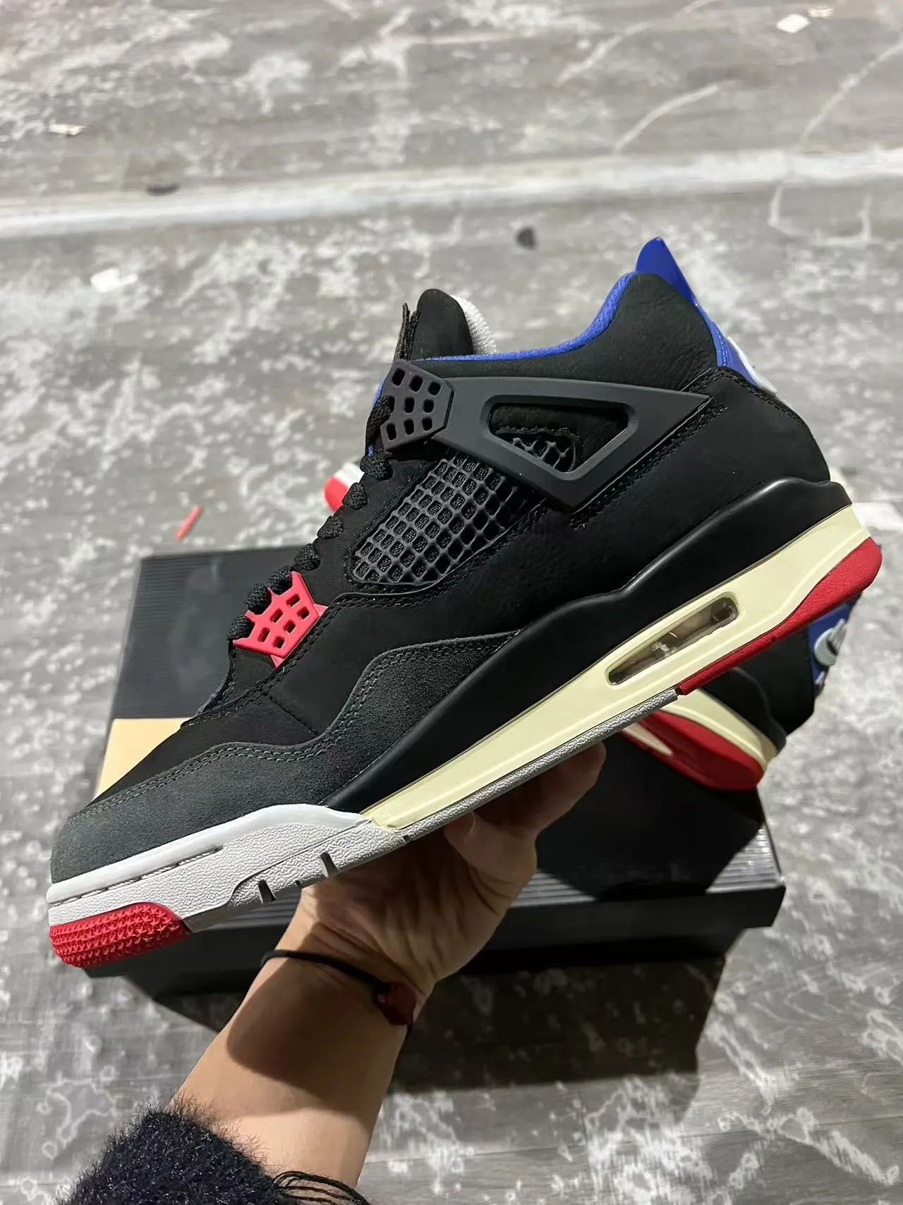 Nike Air Jordan 4 Black Royal Blue Red Basketball Shoes 5