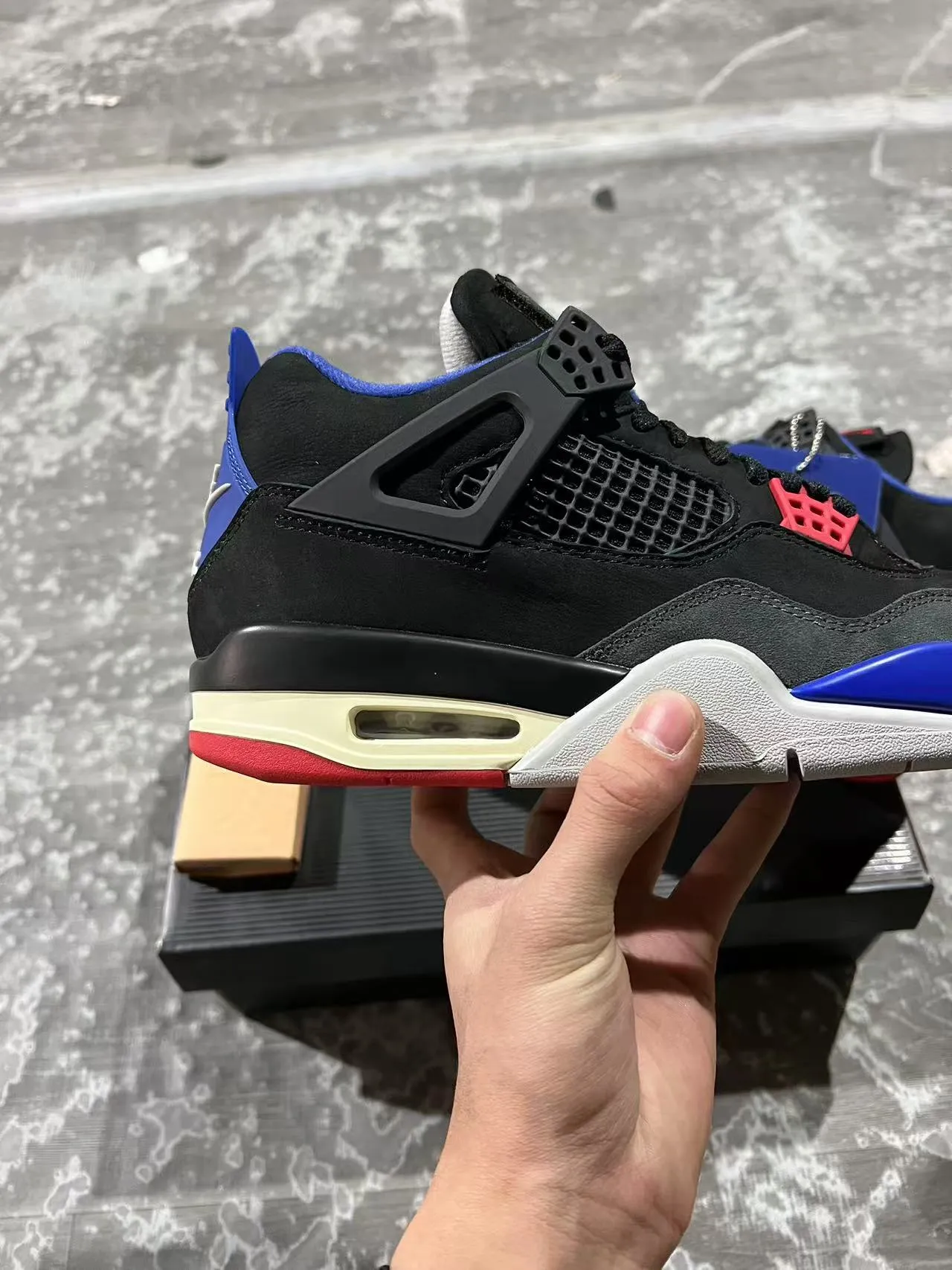 Nike Air Jordan 4 Black Royal Blue Red Basketball Shoes 7