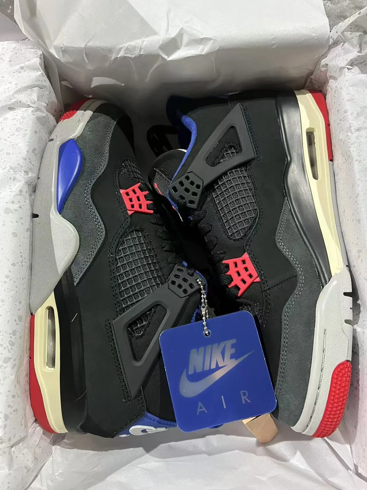 Nike Air Jordan 4 Black Royal Blue Red Basketball Shoes 9