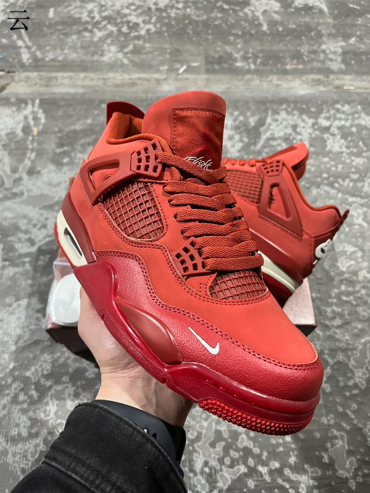 Nike Air Jordan 4 Tênis de Basquete Monocromáticos Vermelhos 3