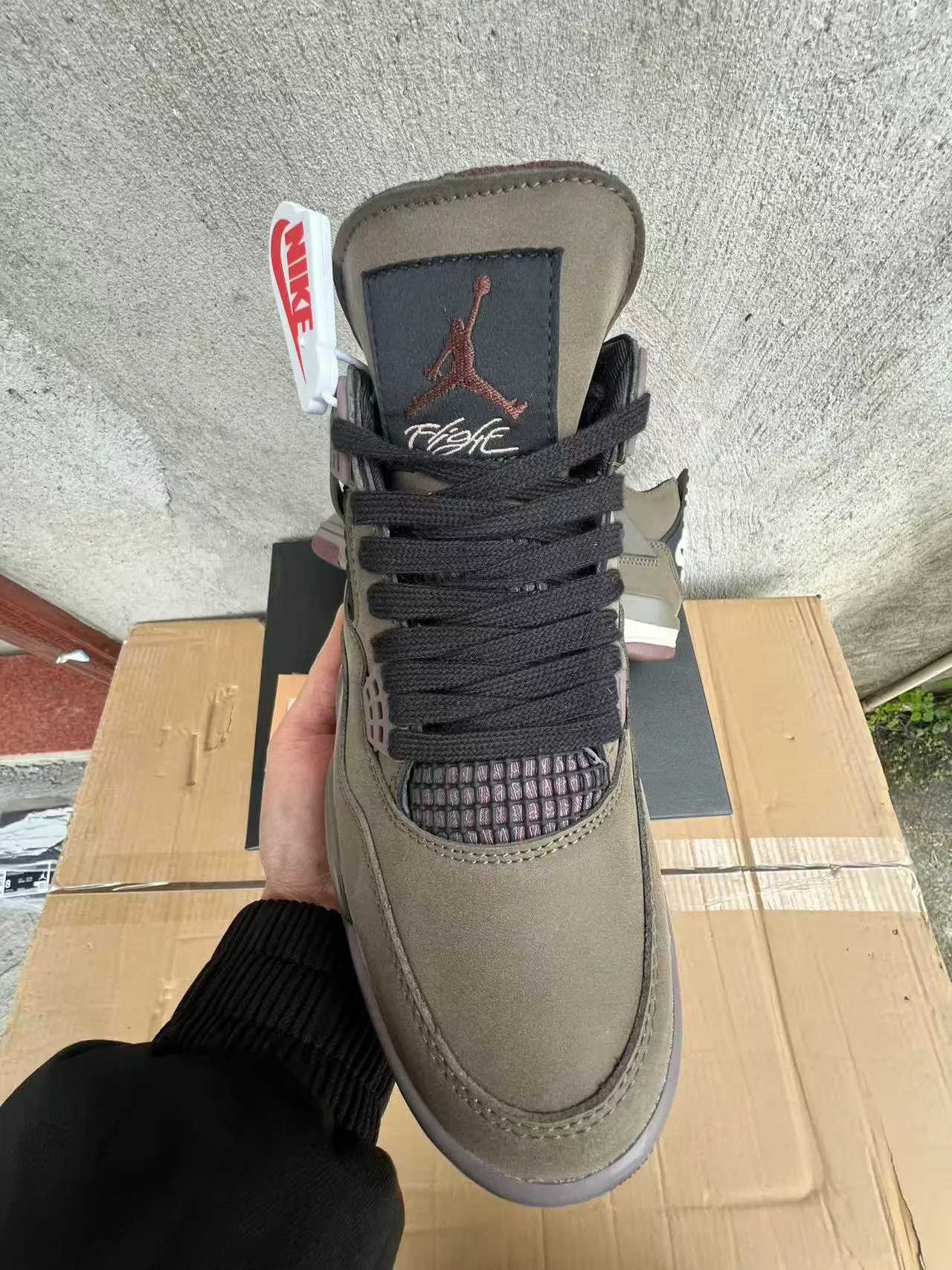 Nike Air Jordan 4 Olive Green Suede Basketball Shoes 3