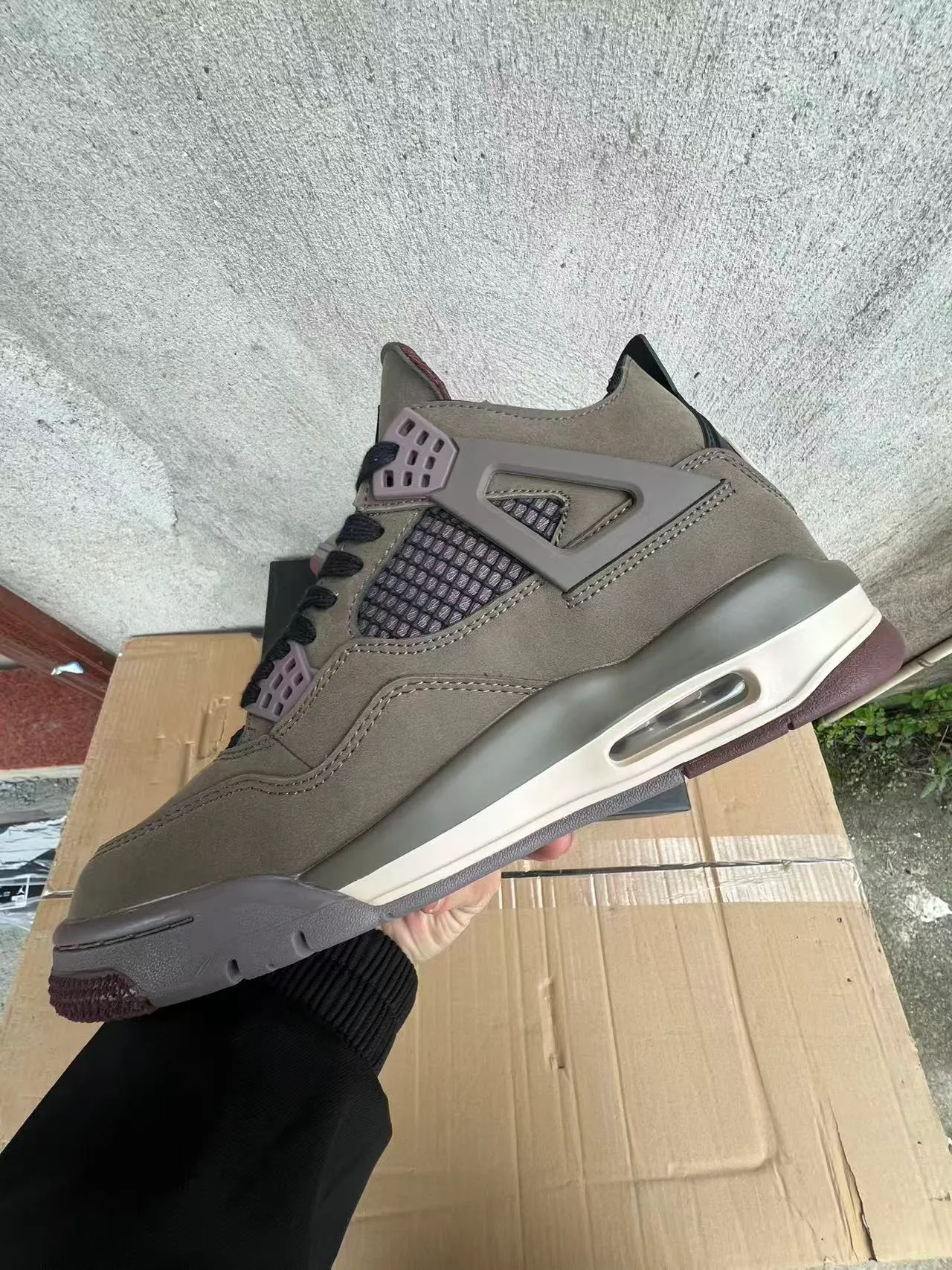 Nike Air Jordan 4 Olive Green Suede Basketball Shoes 5