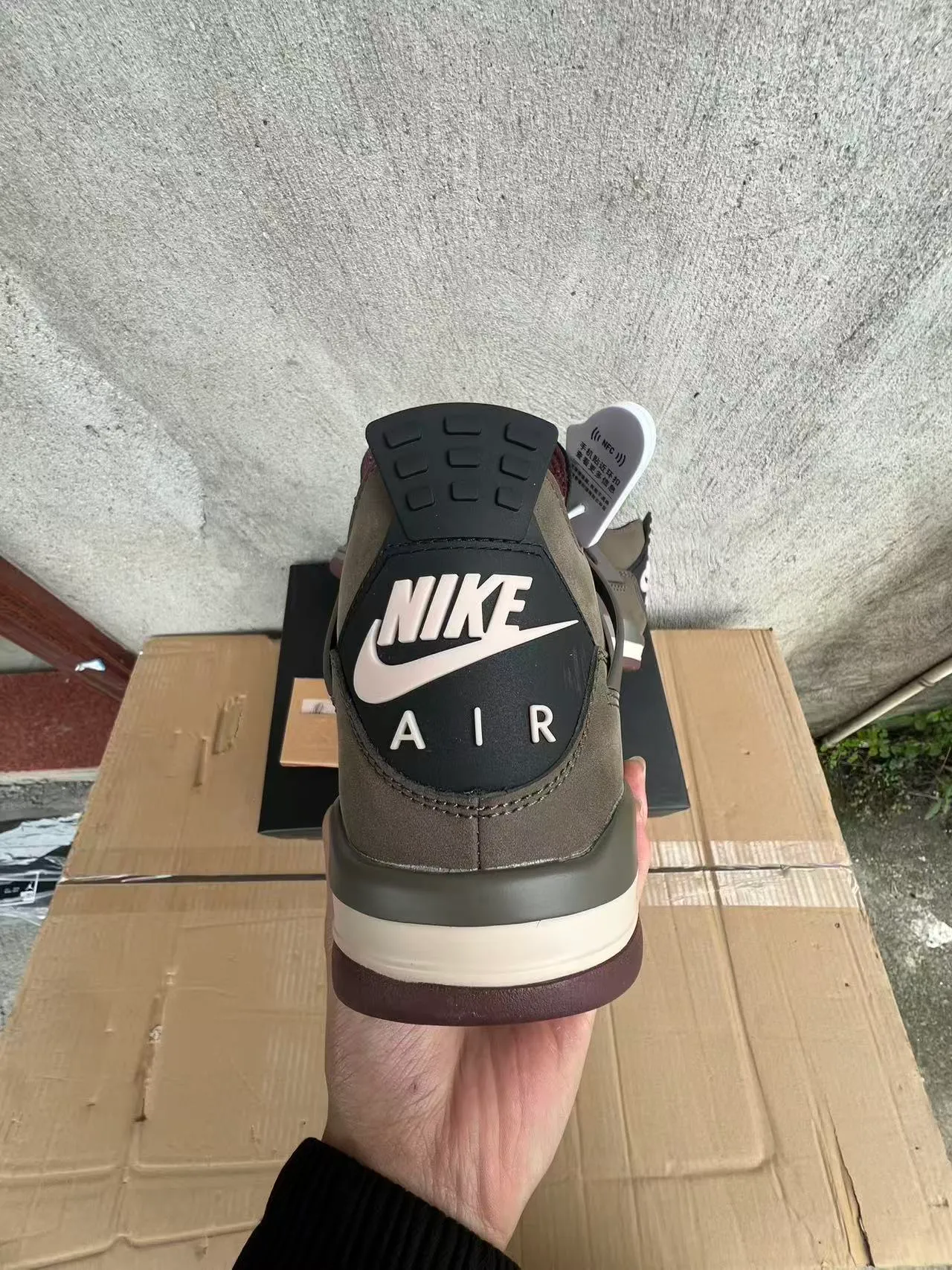 Nike Air Jordan 4 Olive Green Suede Basketball Shoes 8