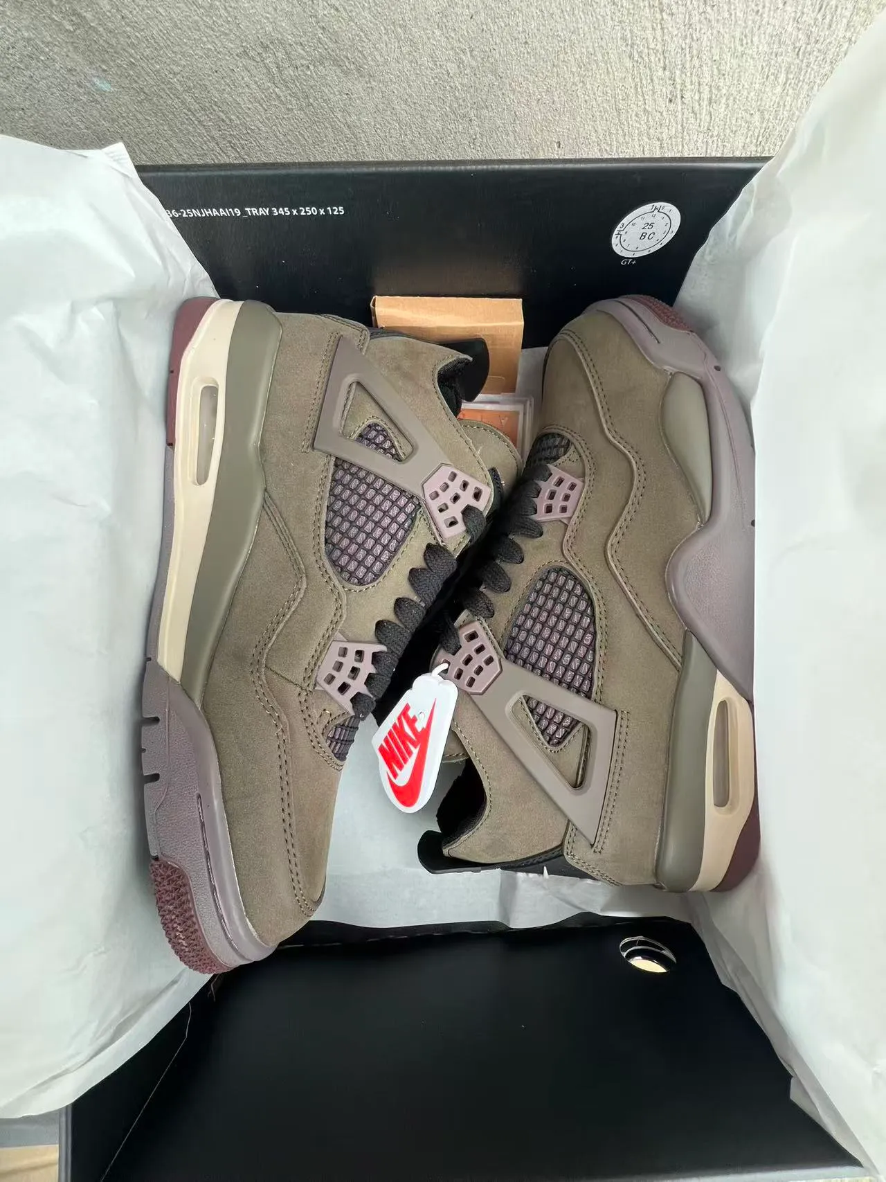 Nike Air Jordan 4 Olive Green Suede Basketball Shoes 9