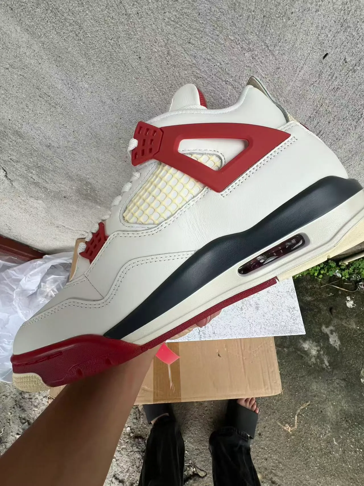 Nike Air Jordan 4 White Red Black Basketball Shoes 5