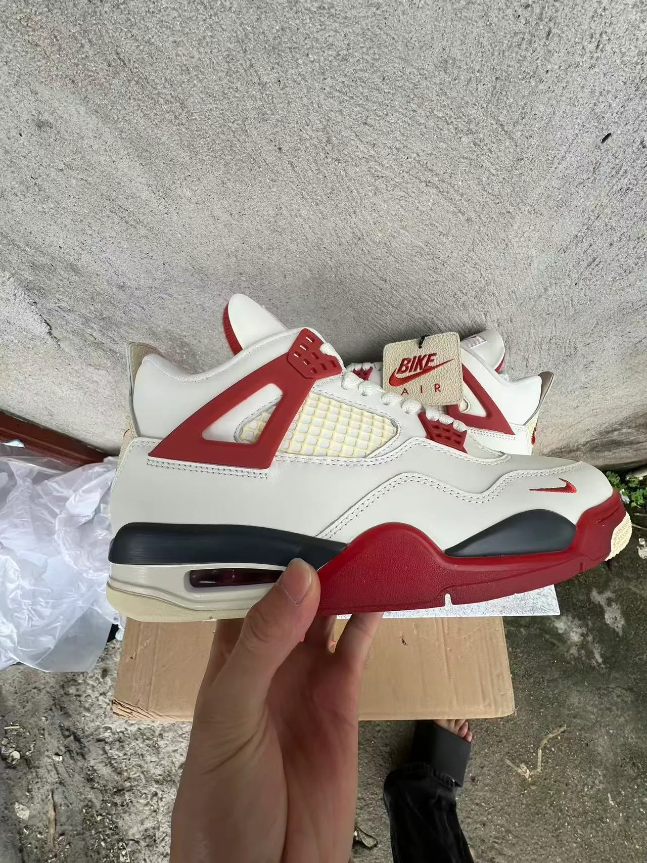 Nike Air Jordan 4 White Red Black Basketball Shoes 7