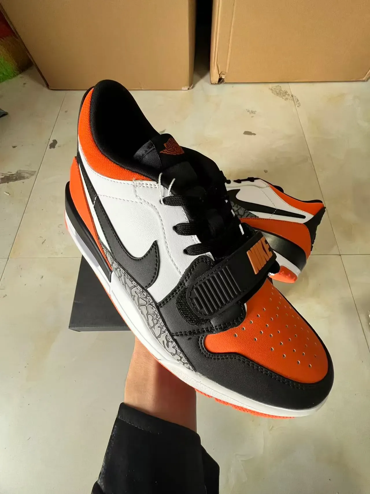 Nike Air Jordan Legacy 312 Orange White Black Elephant Print Lifestyle Sneakers 3