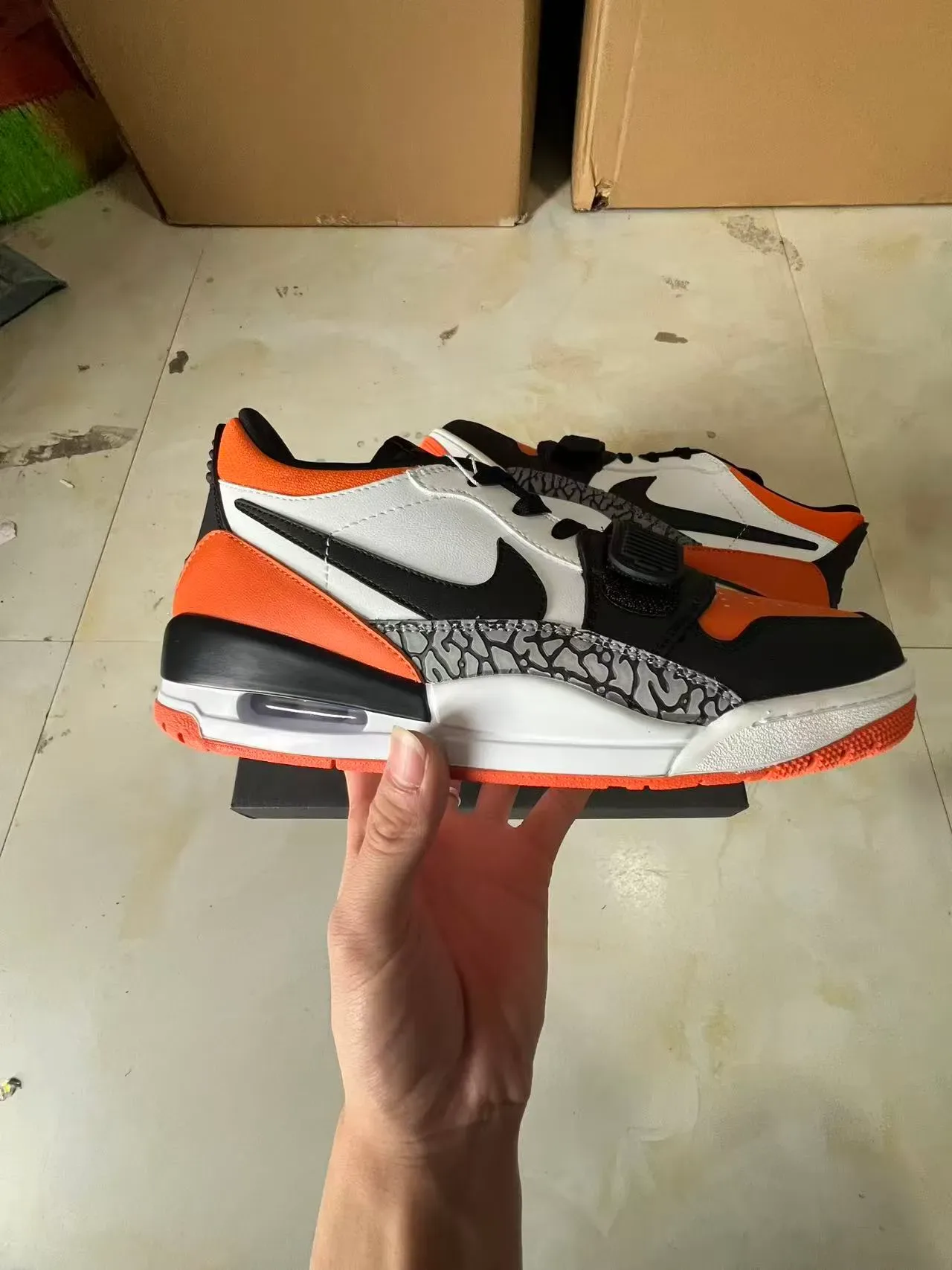 Nike Air Jordan Legacy 312 Orange White Black Elephant Print Lifestyle Sneakers 8