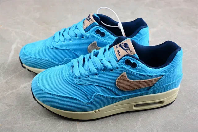Nike Air Max 1 Corduroy Blue Tan Lifestyle Sneakers 9