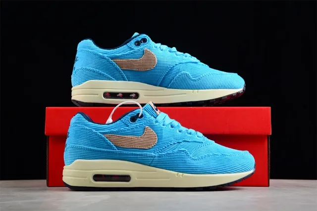 Nike Air Max 1 Corduroy Blue Tan Lifestyle Sneakers 15