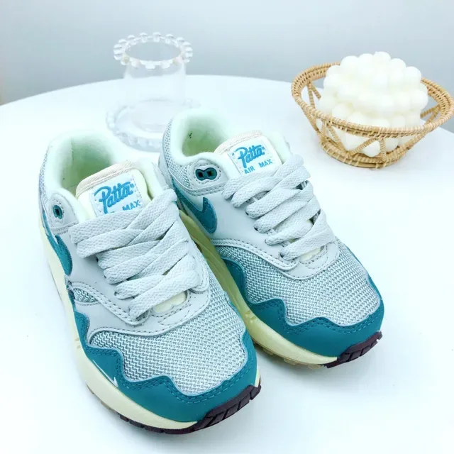 Nike Air Max 1 Light Gray and Teal Lifestyle Sneakers 20