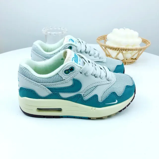 Nike Air Max 1 Light Gray and Teal Lifestyle Sneakers 21