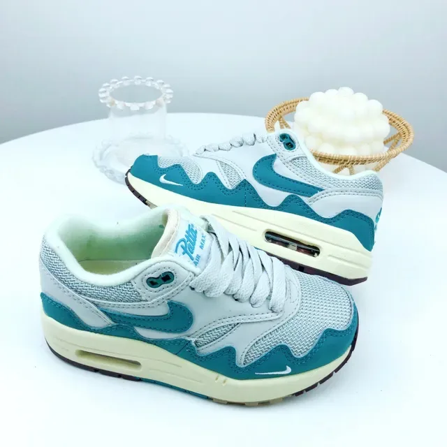 Nike Air Max 1 Light Gray and Teal Lifestyle Sneakers 22