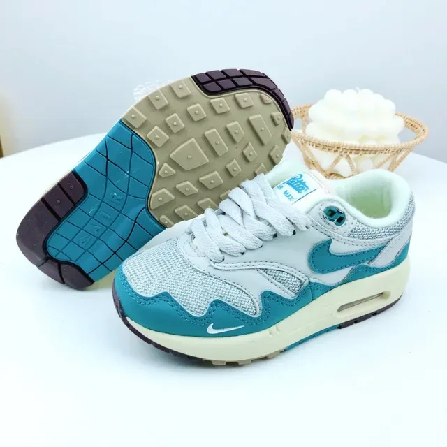Nike Air Max 1 Light Gray and Teal Lifestyle Sneakers 23