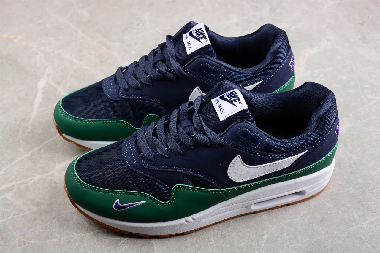 Nike Air Max 1 Navy Green Purple Lifestyle Sneakers 10