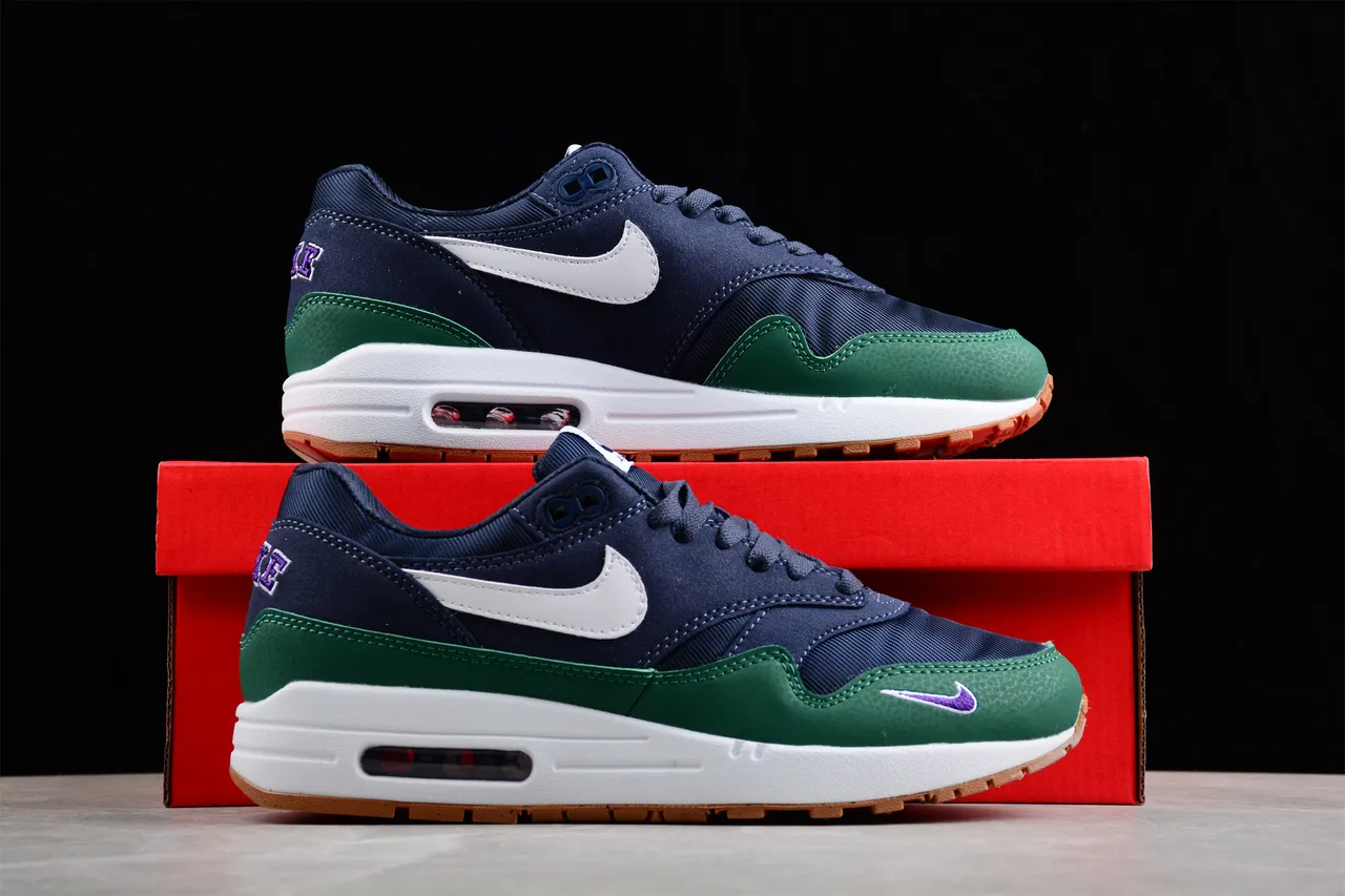 Nike Air Max 1 Navy Green Purple Lifestyle Sneakers 16