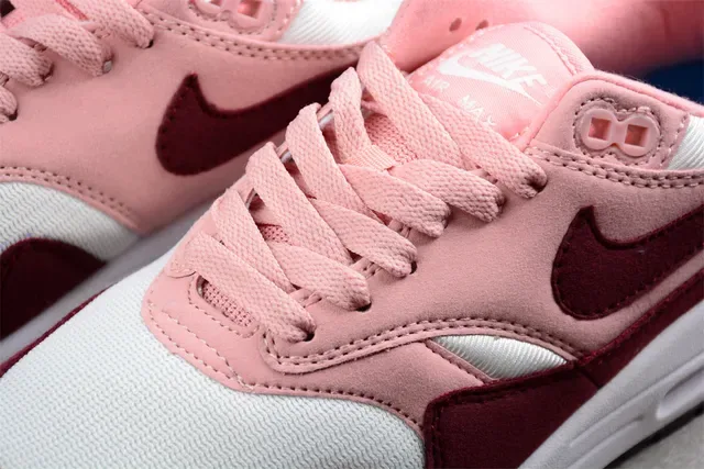 Nike Air Max 1 Pink Burgundy White Lifestyle Sneakers 7