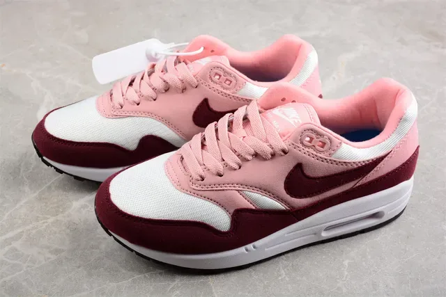Nike Air Max 1 Pink Burgundy White Lifestyle Sneakers 9