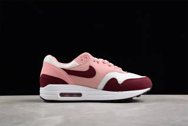 Nike Air Max 1 Pink Burgundy White Lifestyle Sneakers 11
