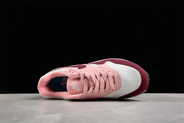 Nike Air Max 1 Pink Burgundy White Lifestyle Sneakers 12