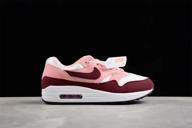 Nike Air Max 1 Pink Burgundy White Lifestyle Sneakers 14