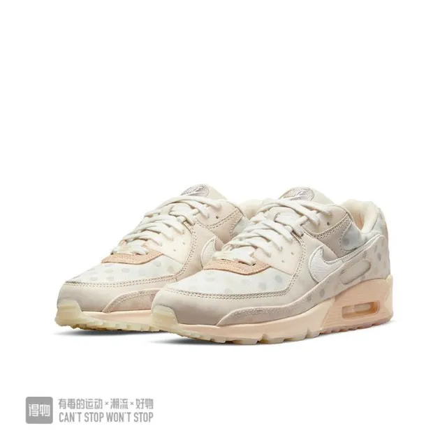 Nike Air Max 90 Beige Pink Layered Textile Upper Polka-Dot Pattern Overlay Lifestyle Sneakers 2