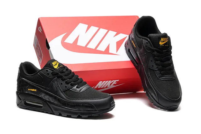 Nike Air Max 90 Black Gold Low-Top Mesh And Synthetic Upper Lifestyle Sneakers 2