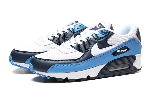 Nike Air Max 90 White Blue Navy Lifestyle Sneakers 5