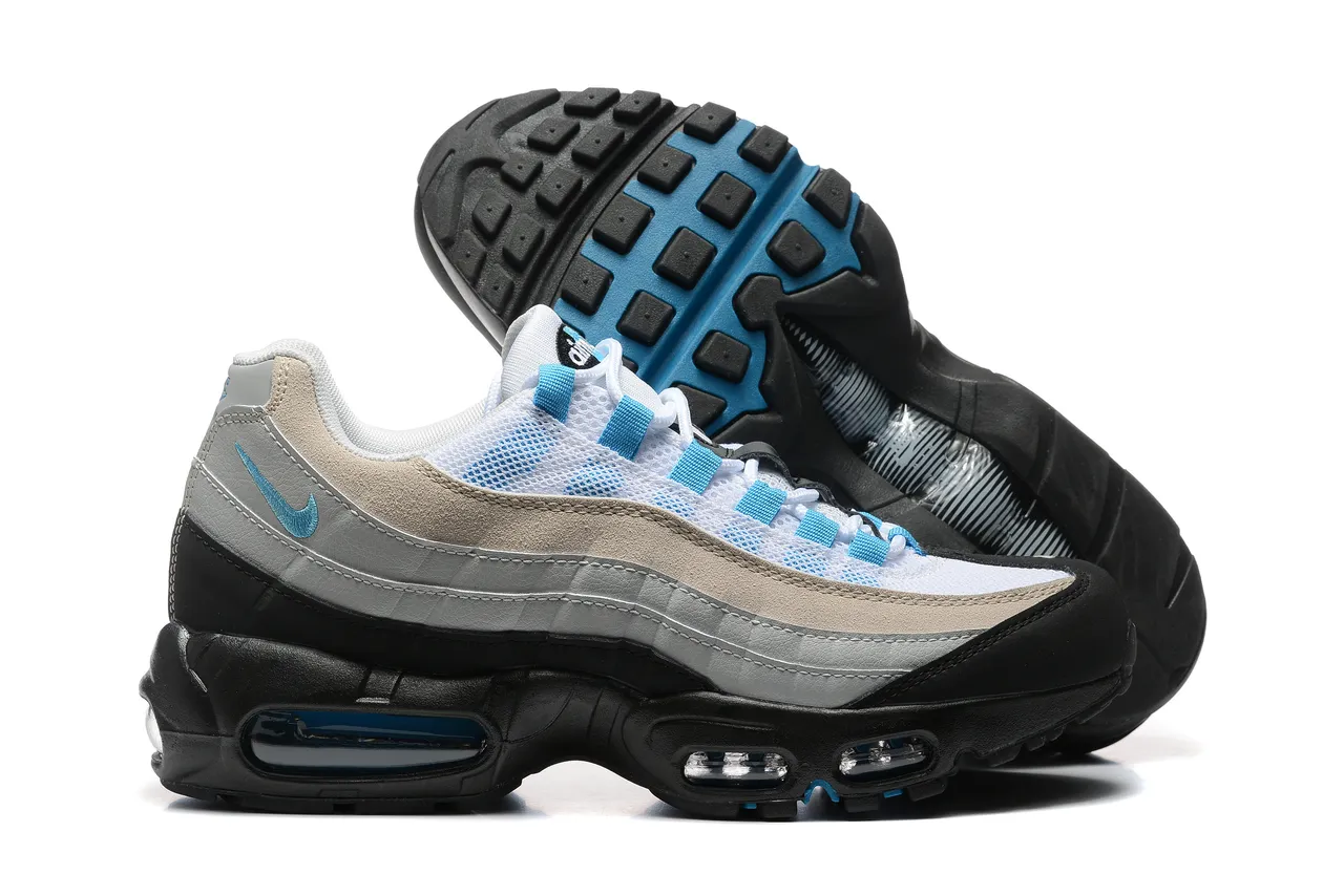 Nike Air Max 95 White Beige Gray Turquoise Lifestyle Sneakers 5