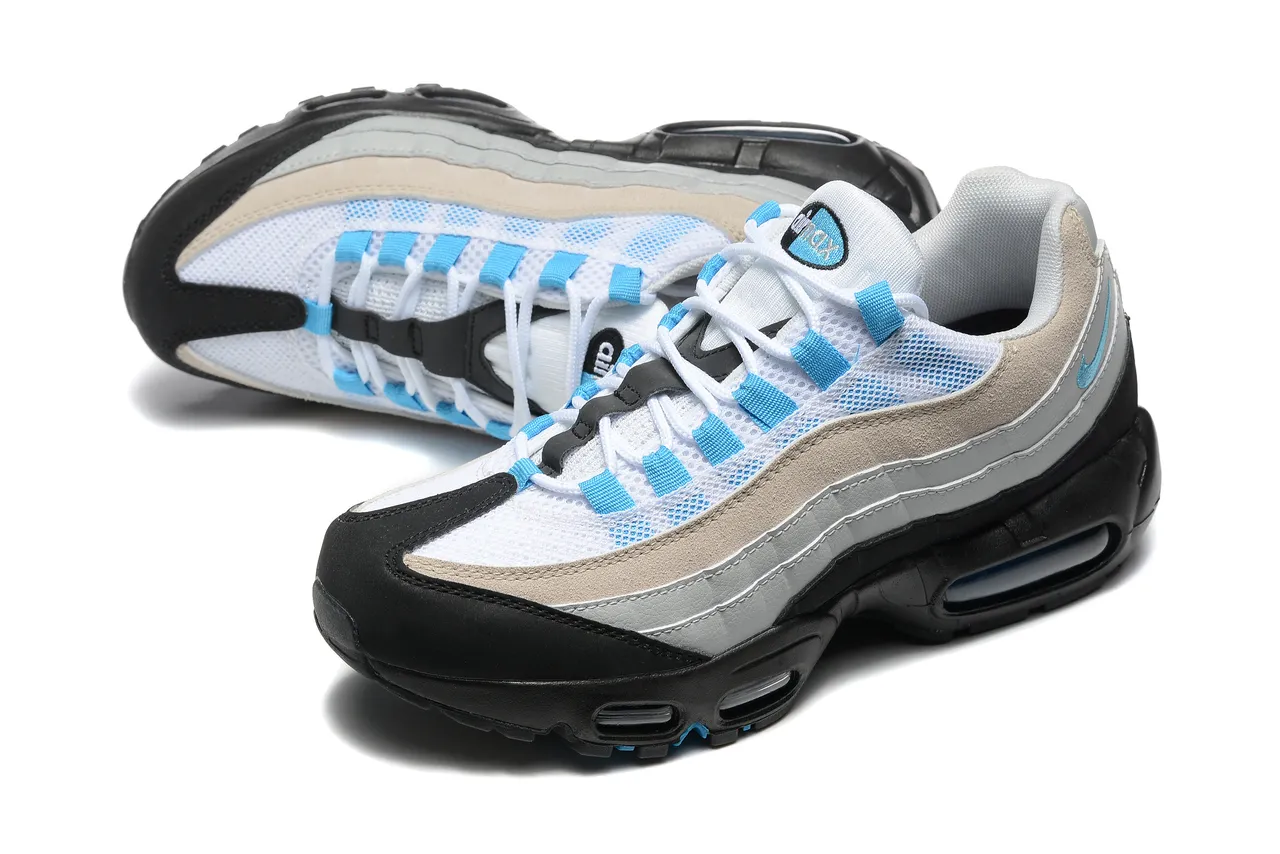 Nike Air Max 95 White Beige Gray Turquoise Lifestyle Sneakers 6
