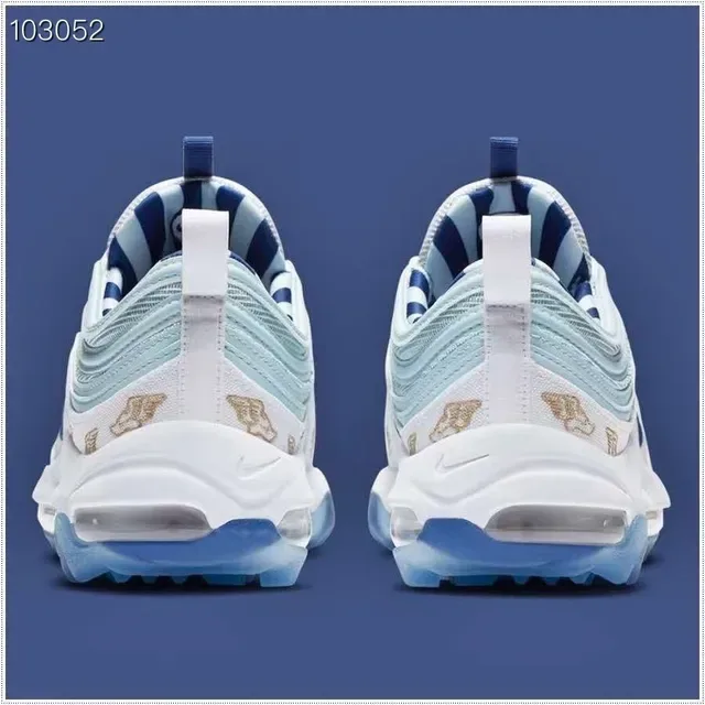 Nike Air Max 97 Light Blue White Navy Gold Embroidered Lifestyle Sneakers 3