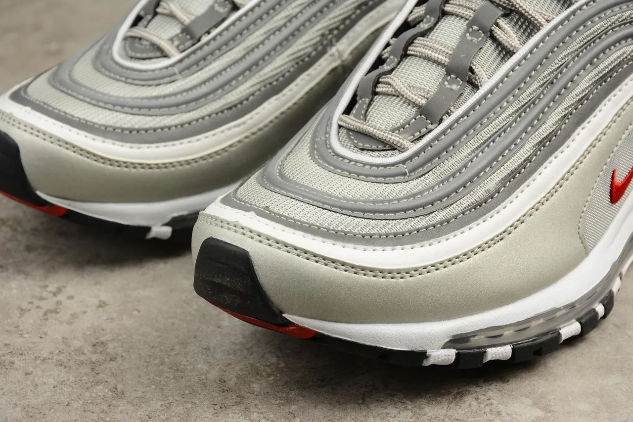 Nike Air Max 97 Metallic Silver and Red Lifestyle Sneakers 2
